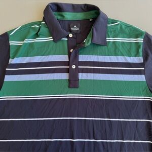 Men's Striped Green and Black Golf Shirt
